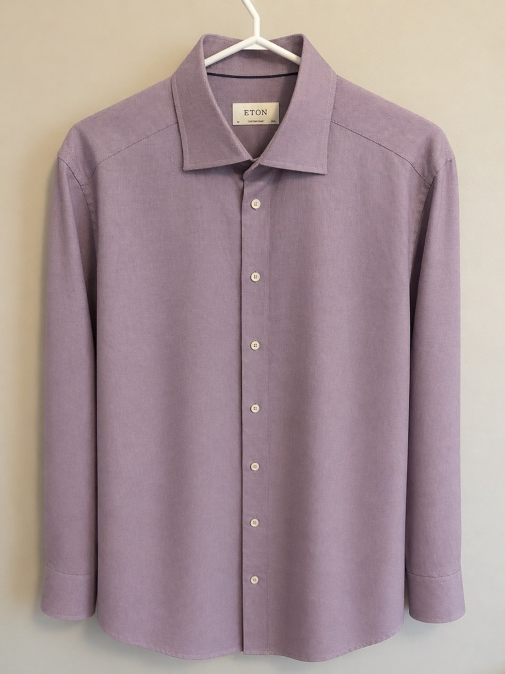 Eton Purple Micro-Texture Contemporary Fit Dress Shirt 16.5